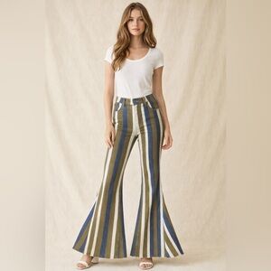 Women’s Hope Multicolor Striped Flare Bell Bottom Jeans - Large